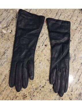 New! Vintage Women's Size S 6.5 Black Lined Soft Leather Formal Glove 11" Long